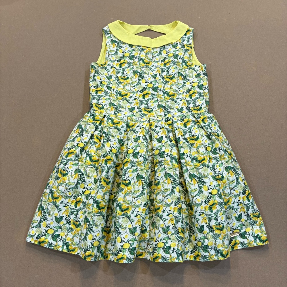 Pili Carrera Girl’s Lemon Print Sleeveless Dress Size 10